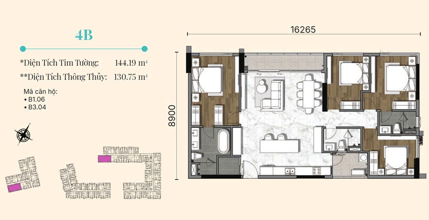 Mặt bằng căn 4B Gladia Heights