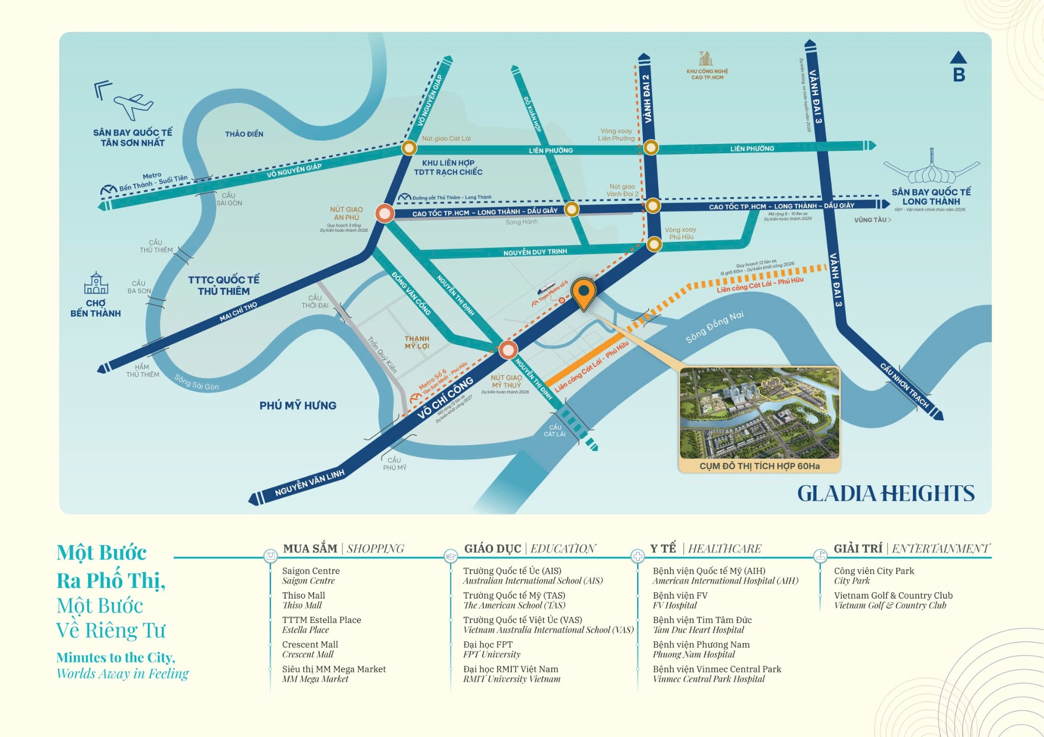 Bản đồ vị trí và liên kết vùng Gladia Heights